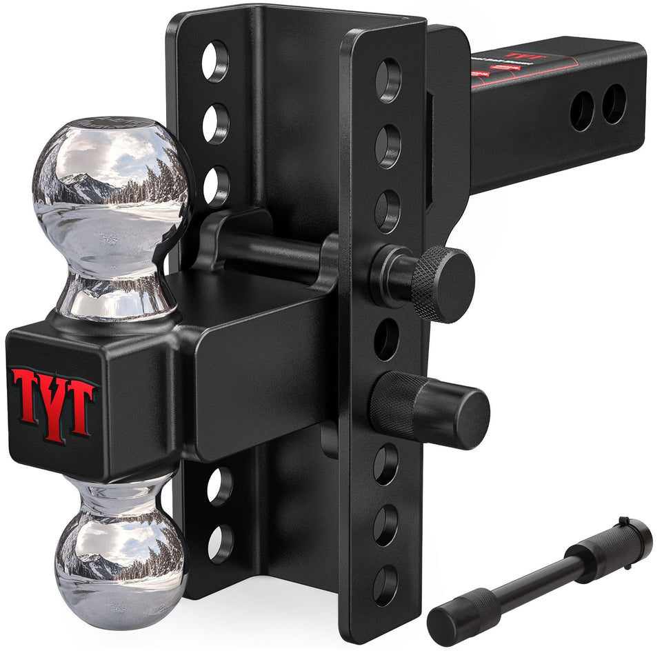 TYT front view of adjustable hitch showing shank and ball mount for versatile towing