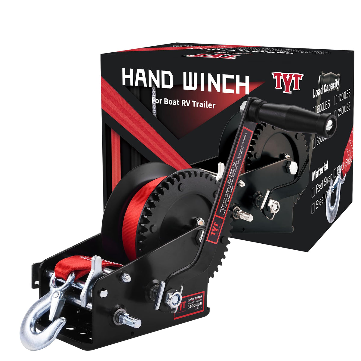TYT front view mounted winch showing compact design and secure mounting benefit