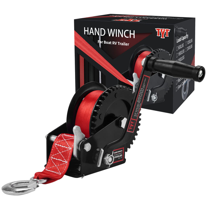 TYT front view of winch showing compact design and durable finish