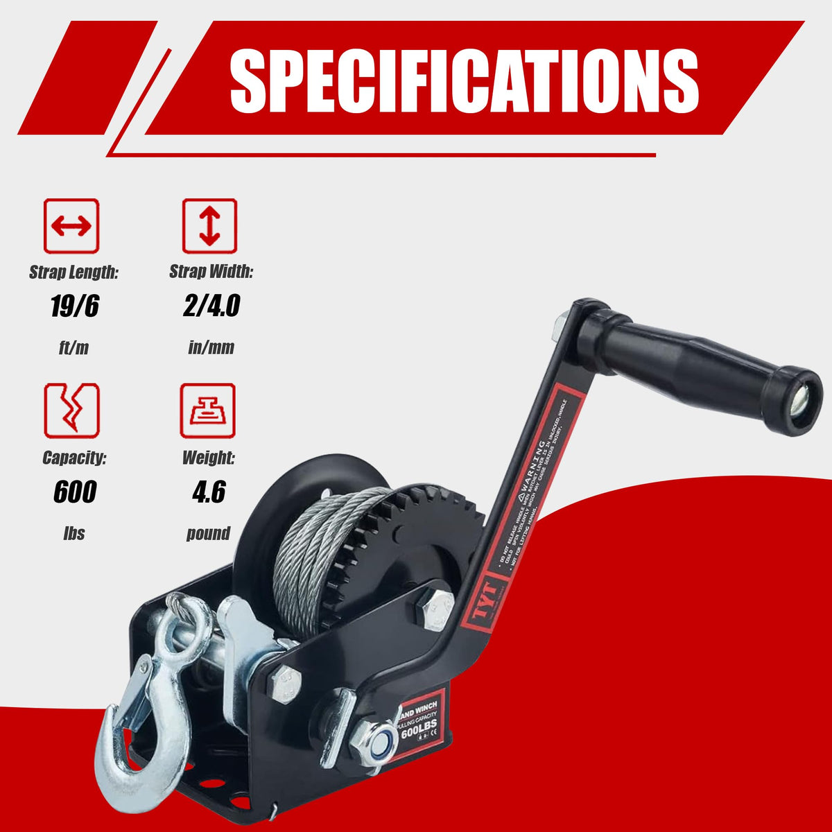 TYT close-up of curved handle with anti-slip grip improving comfort