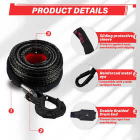 TYT heavy-duty winch hook attached to rope showing secure rated connection benefit
