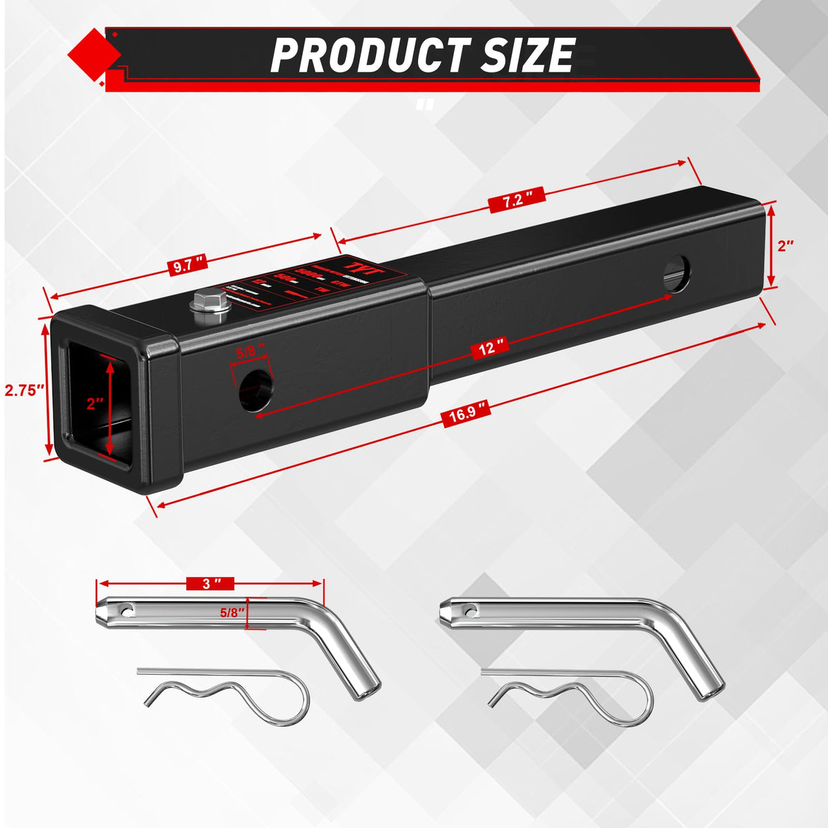 TYT inserted in a 2-inch receiver demonstrating secure fit and compatibility benefit
