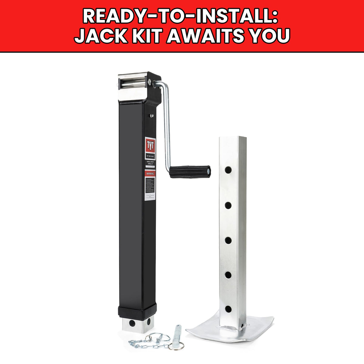 TYT supporting a camping trailer in outdoor setting showing reliable stability