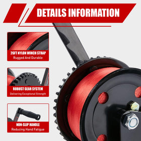 TYT full-length red 8m strap visible for secure towing reach