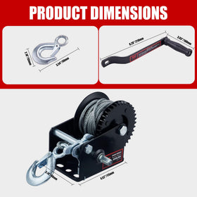TYT winch next to ruler showing base size for mounting fitment
