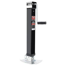 TYT front view of square trailer jack showing compact retracted height and robust stance