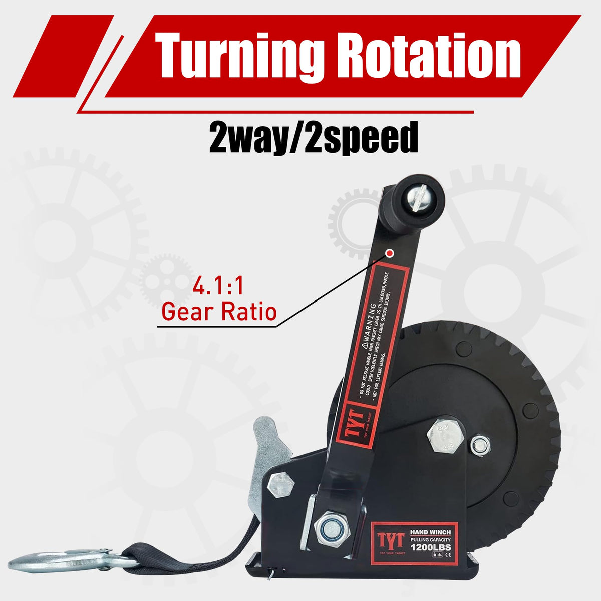 TYT full-length 8m black strap displayed for long reach and secure loading