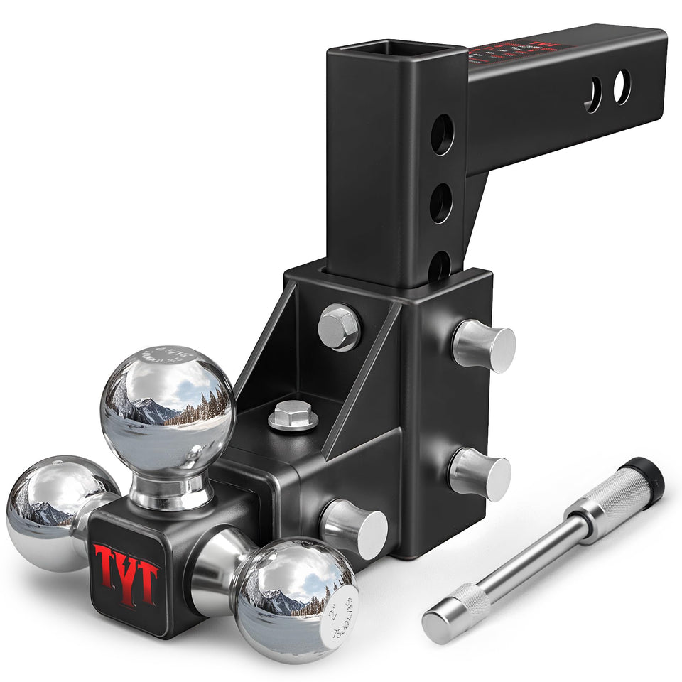TYT tri-ball front view showing all three balls for quick trailer matching