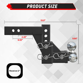 TYT side profile demonstrating 5-inch adjustment positions for level towing