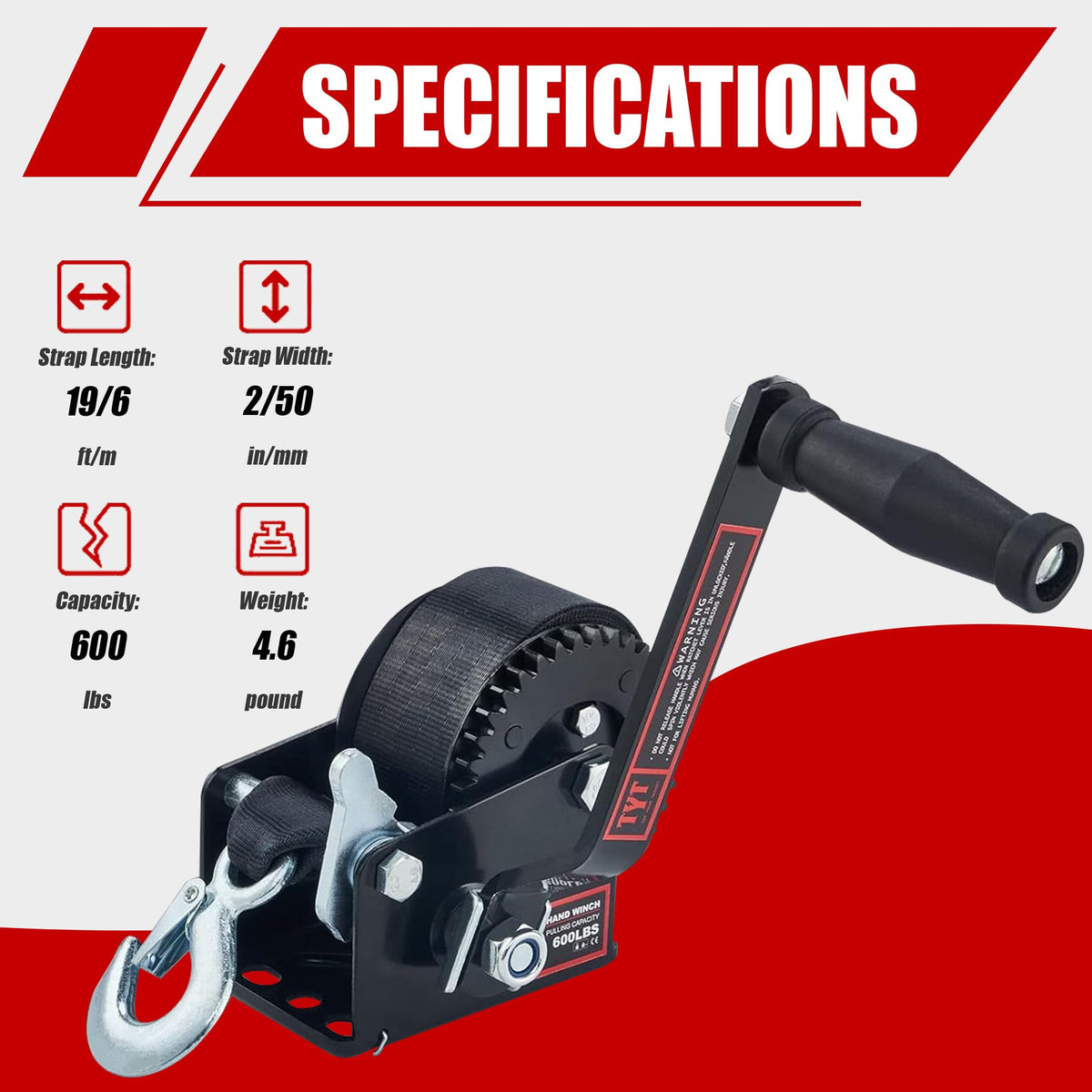 TYT handle closeup with anti-slip grip for reduced fatigue and better control
