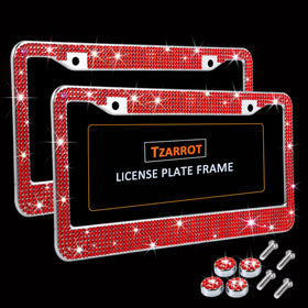 TZARROT frame beside standard license plate to show compatible 12.25x6.25 inches