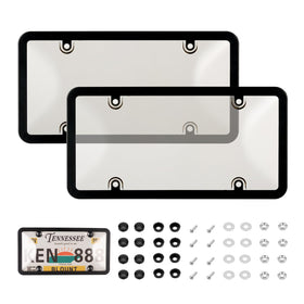 Tzuoen front view clear license plate frame showing full coverage and visibility benefit