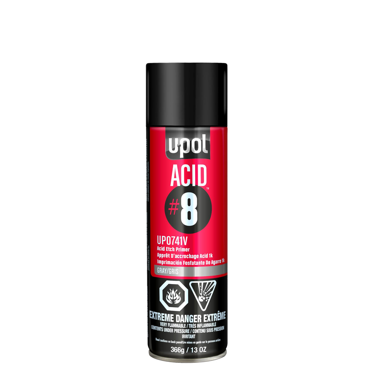 U-POL ACID#8 aerosol can front label showing product and adhesion benefit