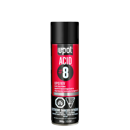 U-POL ACID#8 aerosol can front label showing product and adhesion benefit