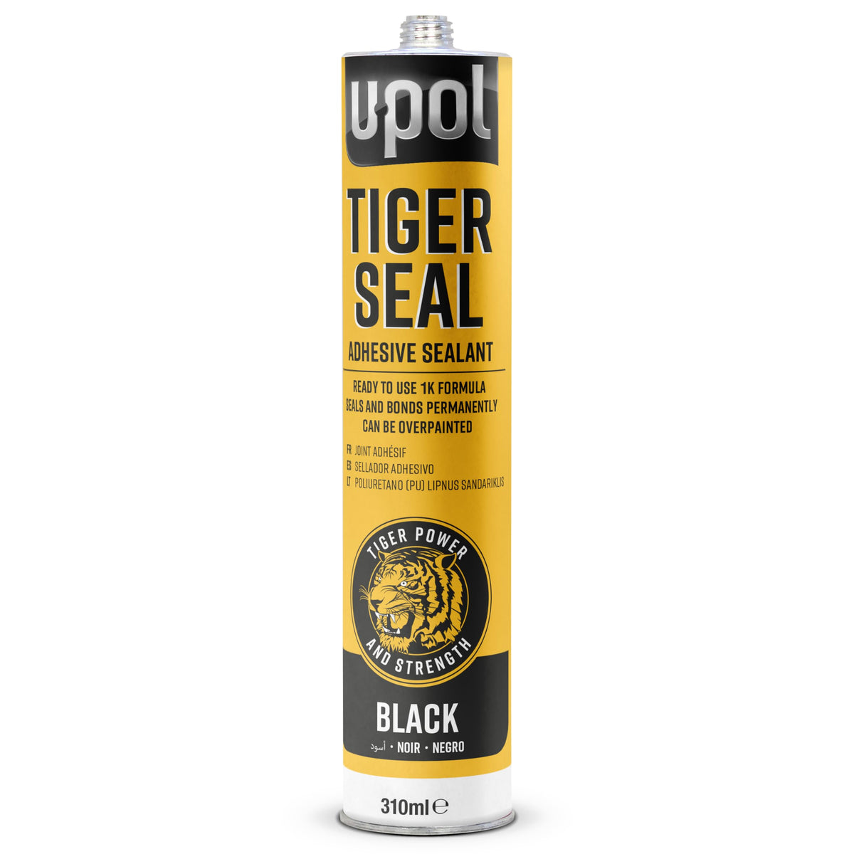 U-POL Black Tiger Seal front packaging showing cartridge and label, demonstrating compatibility and product use