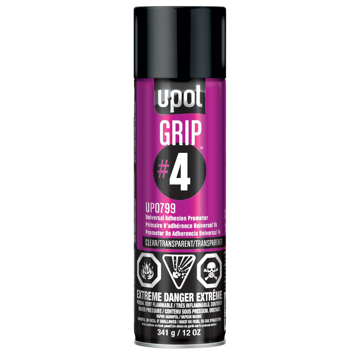 U-POL GRIP#4 front can showing label and ease of application benefit