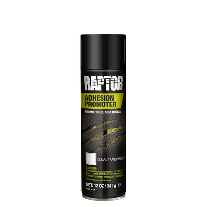 U-POL Raptor adhesion promoter aerosol front view showing label and 12 oz can benefits