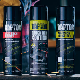 U-POL Raptor close-up of nozzle and spray texture illustrating even application benefit