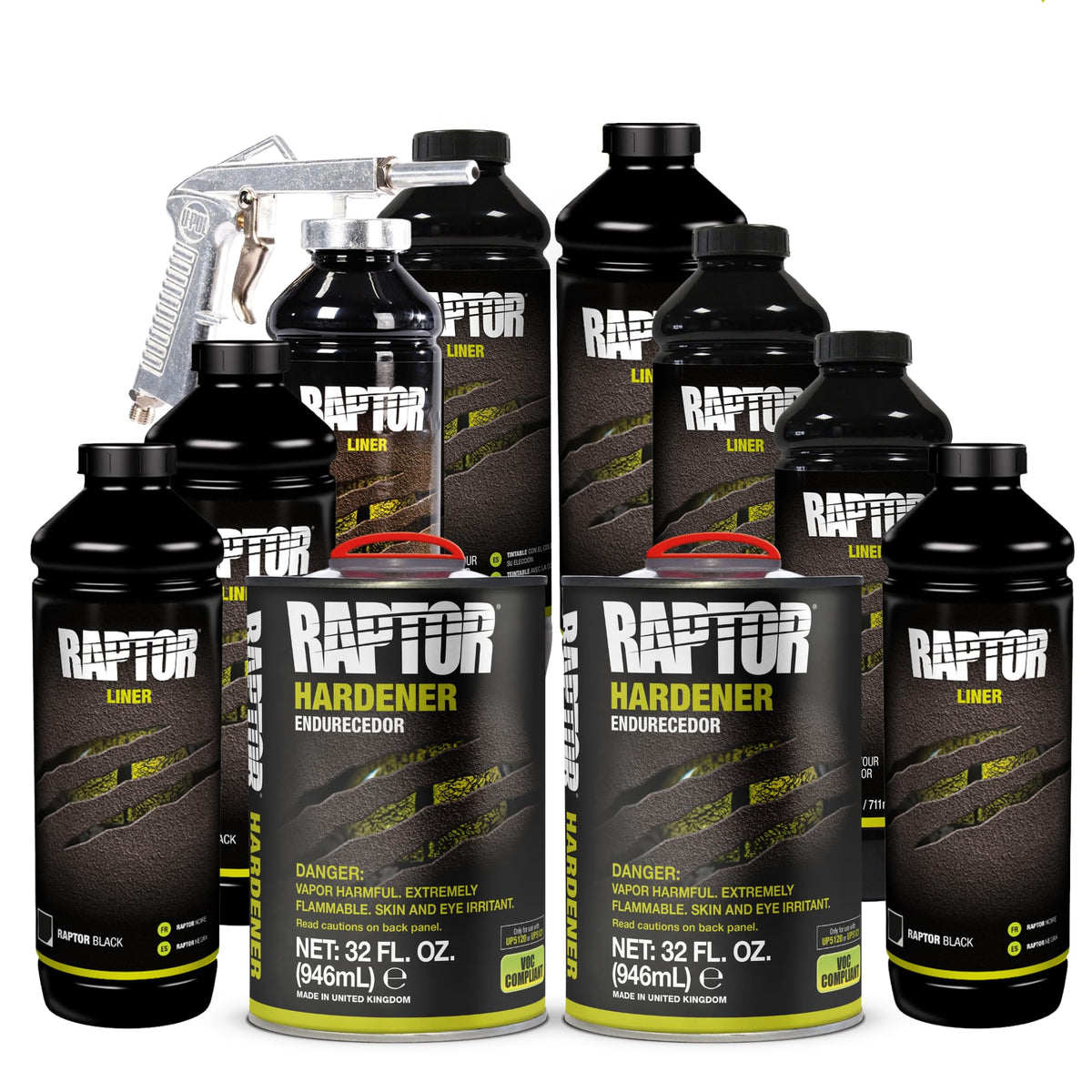 U-POL Raptor front packaging showing kit components and durability