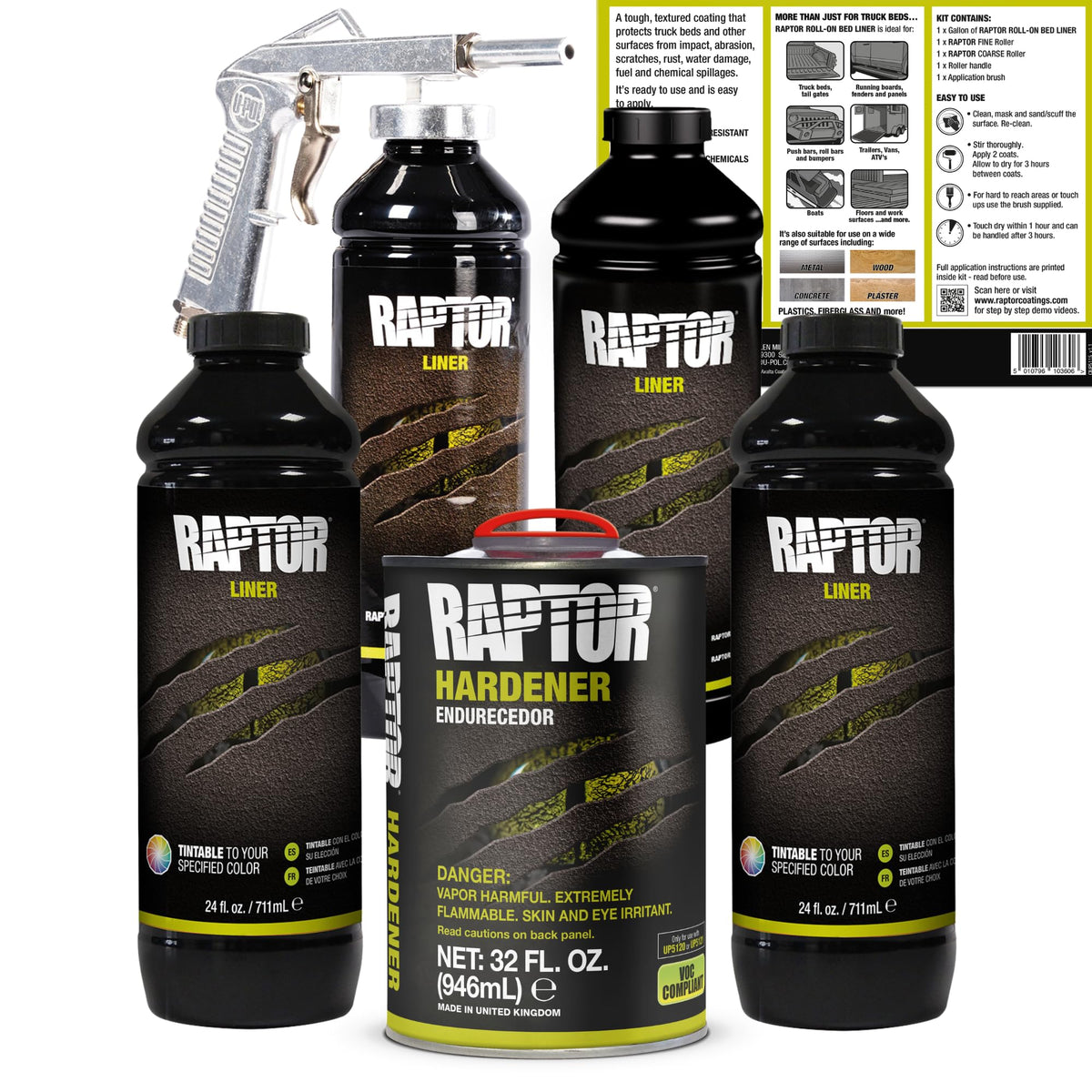 U-POL Raptor front packaging showing kit contents and labels for easy identification and purchase
