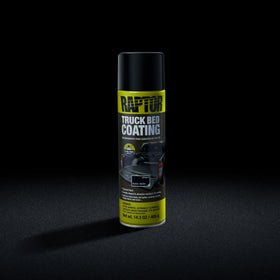 U-POL RAPTOR aerosol next to a tape measure showing compact 14.3 oz size