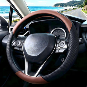 U So Shiny interior driving shot showing comfortable, stylish steering