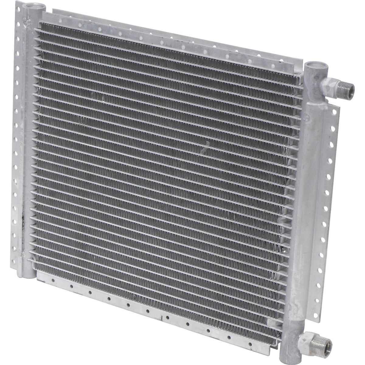 UAC condenser front view showing fins and mounting points for reliable heat transfer