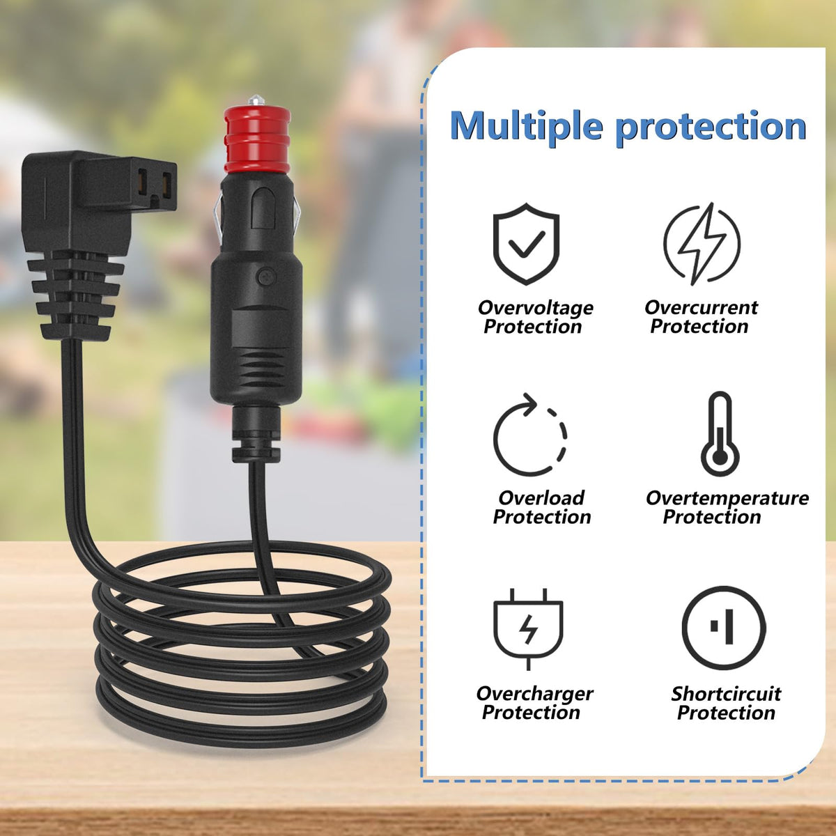 UAUSE cord next to hand showing scale and easy portability benefit