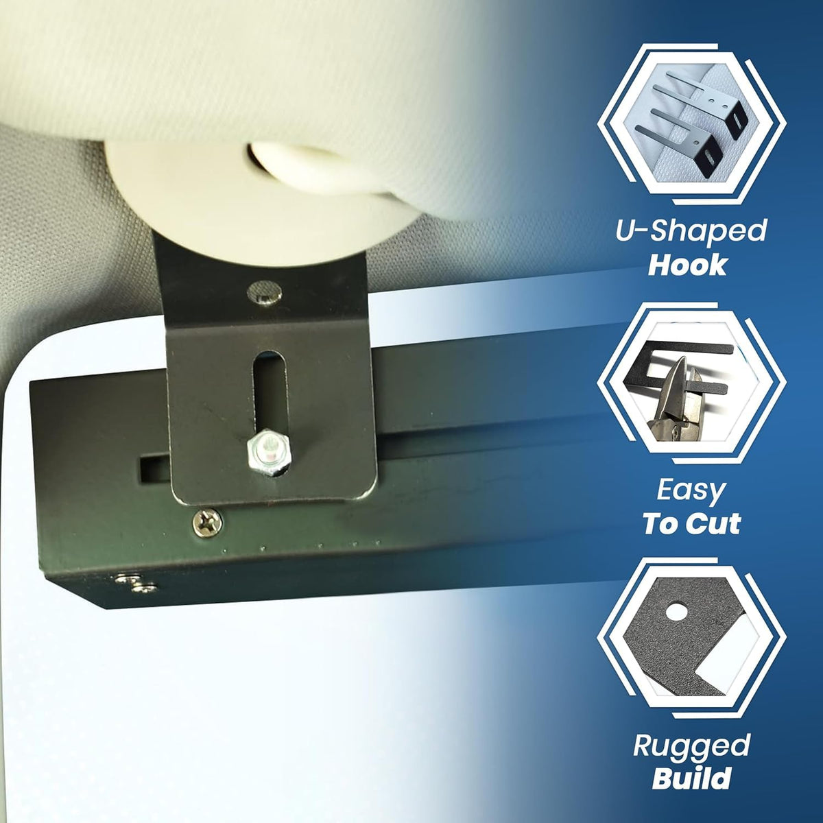 UBL bracket attached to headliner illustrating low-profile mount and reduced vibration