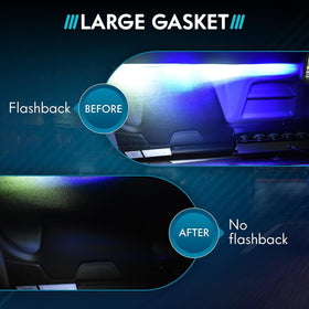 UBL installed gasket on visor inside vehicle demonstrating reduced windshield reflection benefit
