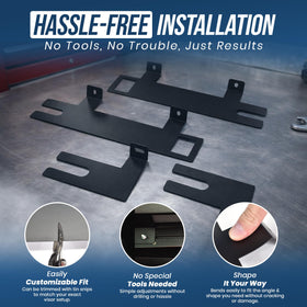 UBL visor bracket held in hand showing scale and simple portability