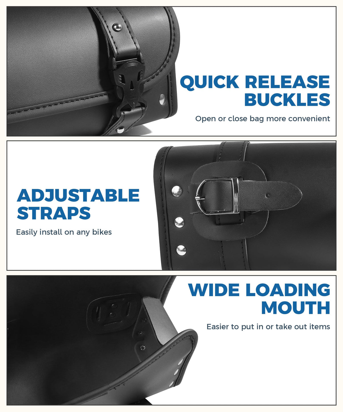 UBOG bag mounted on motorcycle fork demonstrating stable fit