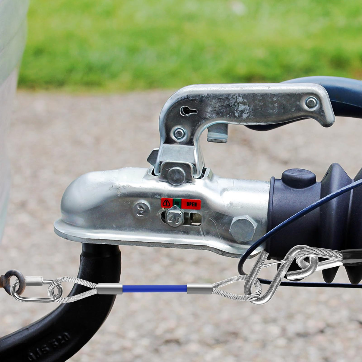 UCandy extension cable in use on vehicle hitch demonstrating improved chain reach