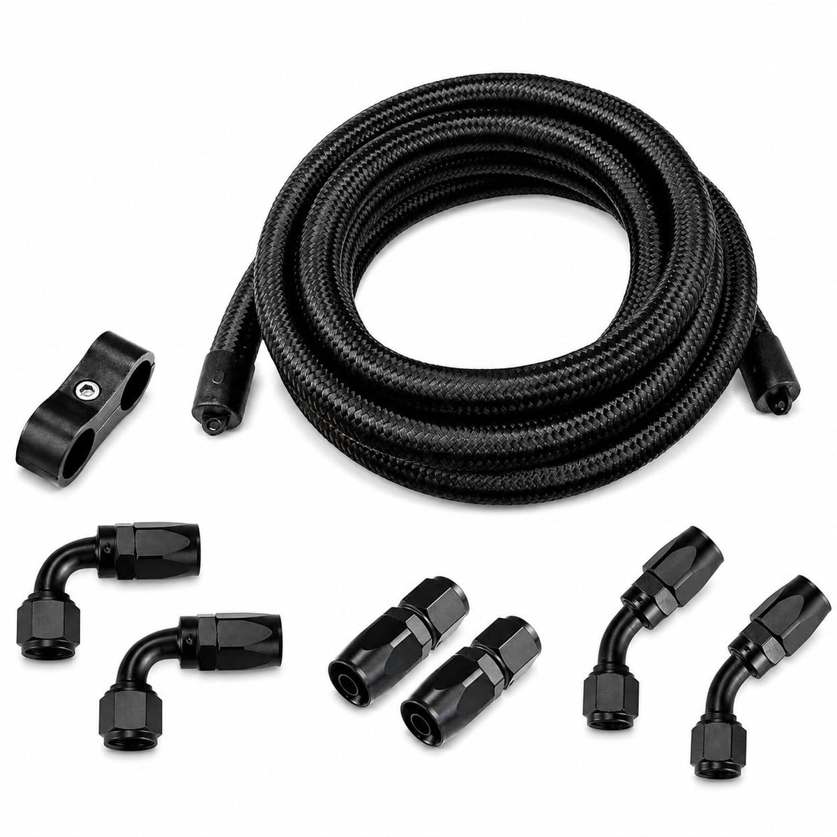 Ucreative front view of AN10 fuel line kit showing components and value