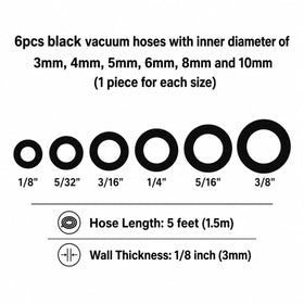 Ucreative hoses fanned out to show 3mm–10mm diameters for size matching