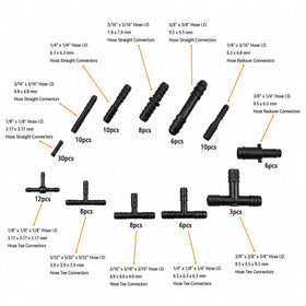 Ucreative hoses lined up by size illustrating 3mm to 10mm diameter options for versatility