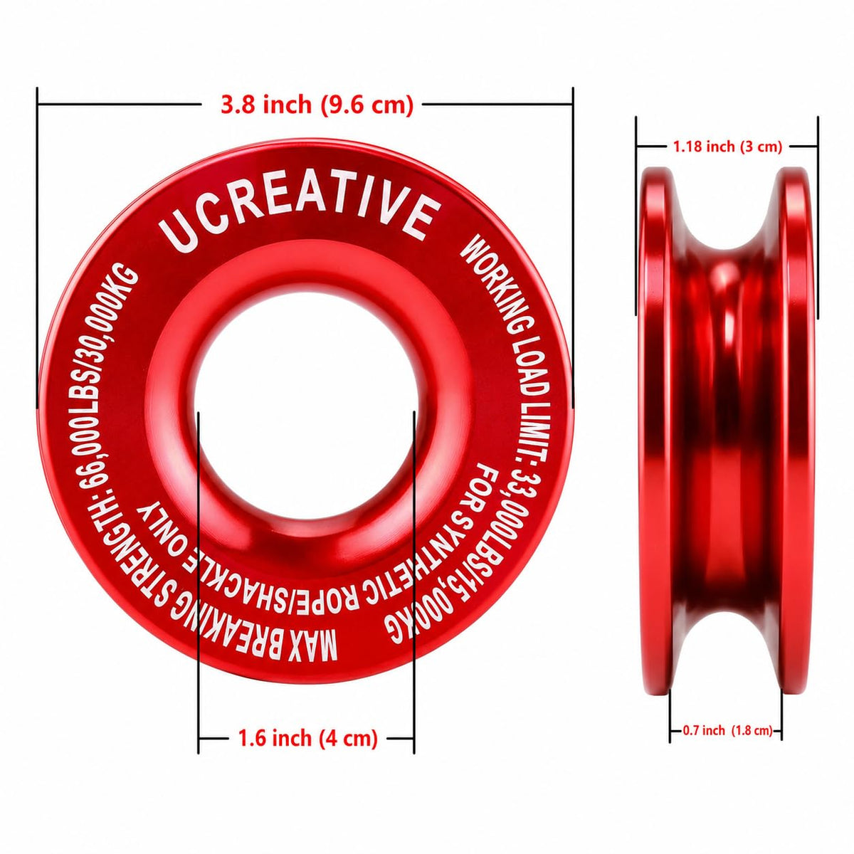 Ucreative ring guiding synthetic rope in use showing reduced abrasion benefit