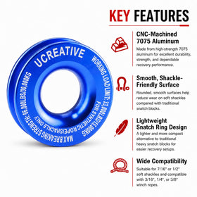 Ucreative recovery ring side profile showing lightweight 7075 aluminum strength