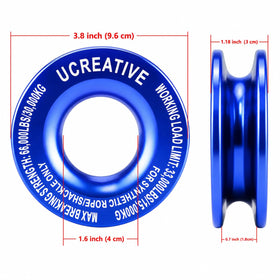 Ucreative ring with synthetic winch rope mounted showing reduced abrasion