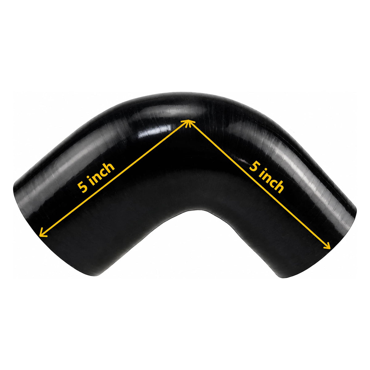 Ucreative elbow next to ruler for scale, helps verify fit for 3.5"–4" pipes