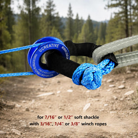 Ucreative soft shackles close-up knot showing strong UHMWPE fiber benefit