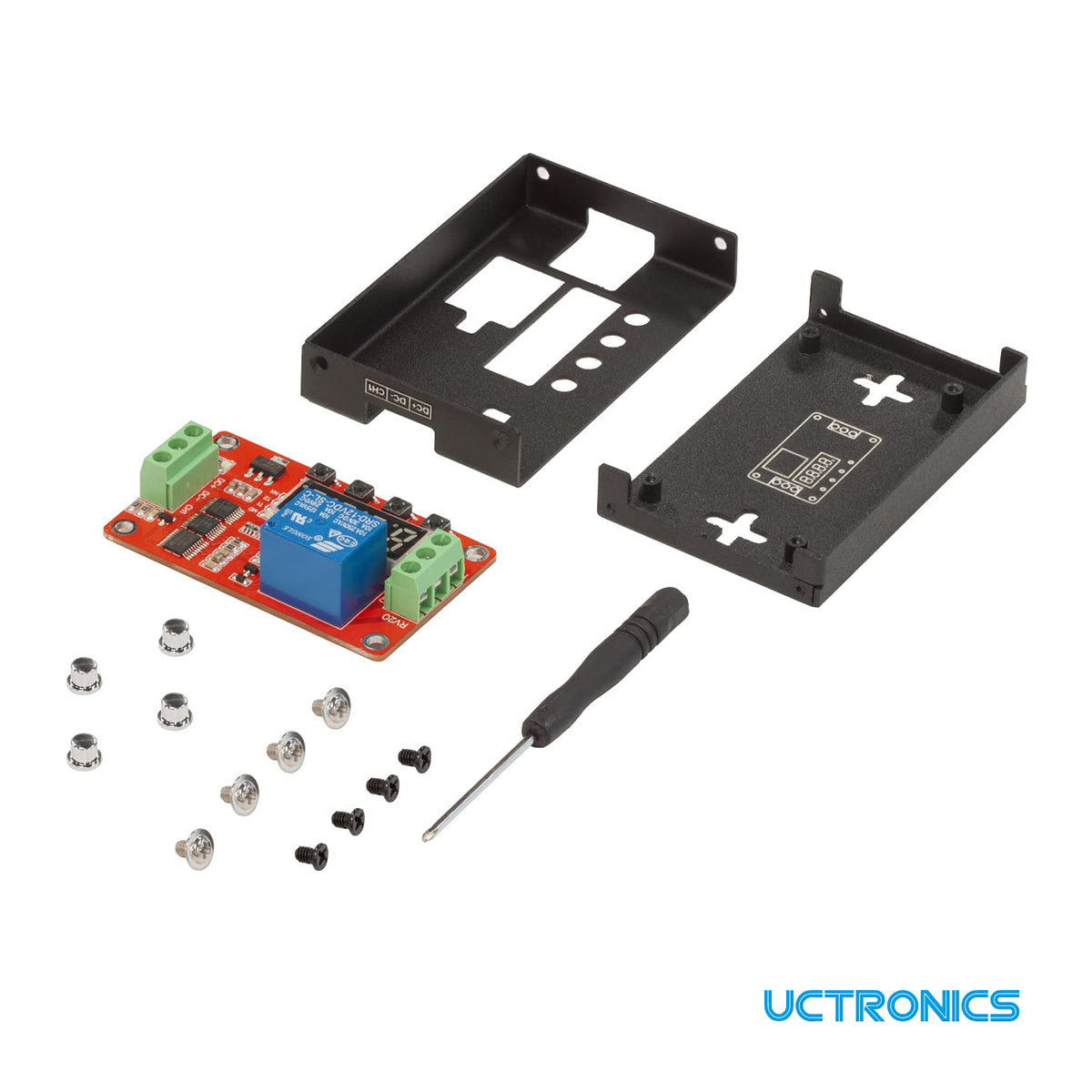 UCTRONICS module with ruler size comparison showing compact footprint and fit
