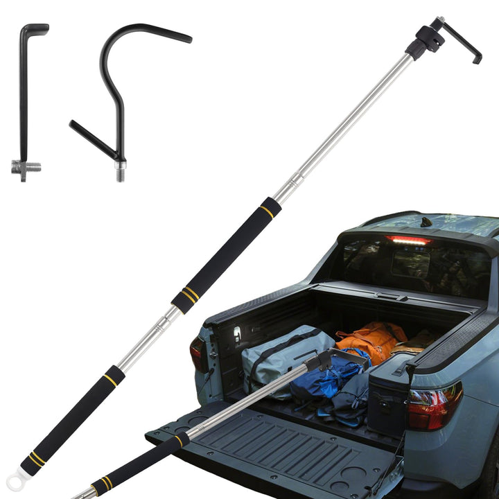 UEGHNS front view showing packed cargo grabber and included hooks, highlights portability