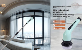 UEISODC telescopic handle extended in use reducing strain while cleaning high areas