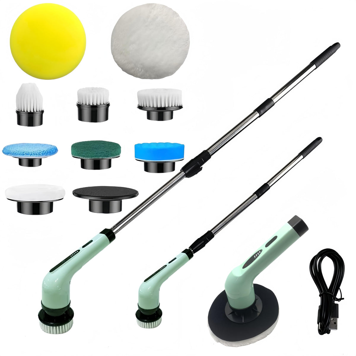 UEISODC front view with nine attachments showing versatile cleaning set and convenience