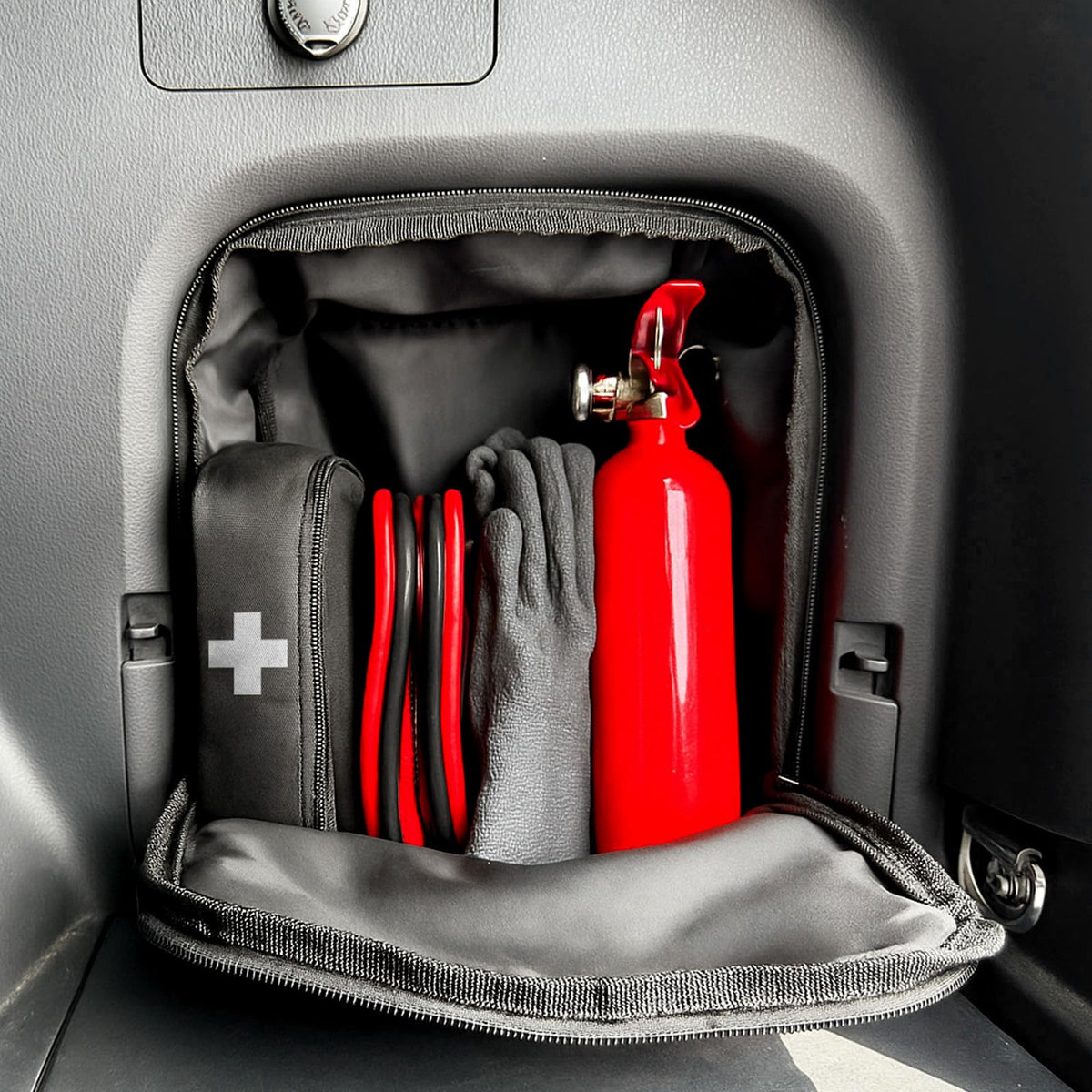 Uemicip Velcro pads attached to trunk showing secure, stable mounting