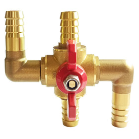 Uenede packaged valve with label confirming brass construction and fit