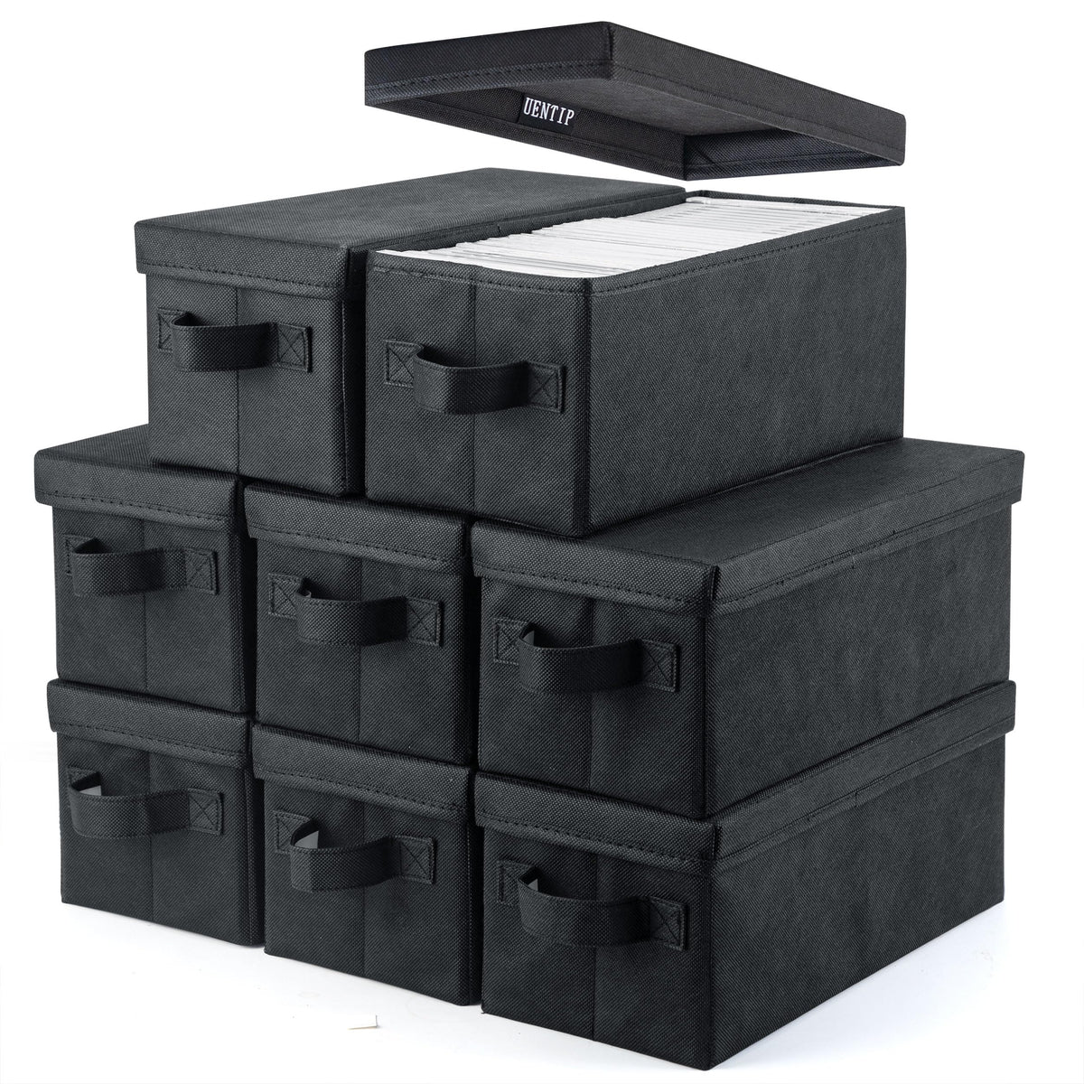 UENTIP front view pack of 8 boxes showing organized storage and neat appearance