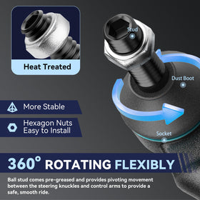 UGFC inner and outer tie rod ends labeled to show correct orientation and improved steering feel