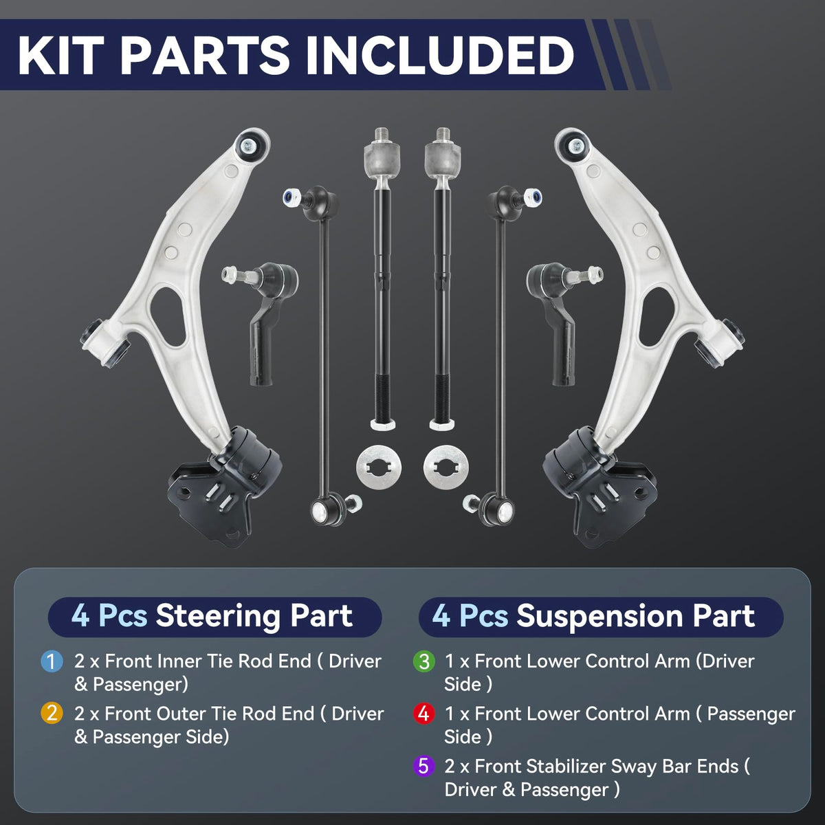UGFC front sway bar end links detail illustrating strong connection and reduced body roll